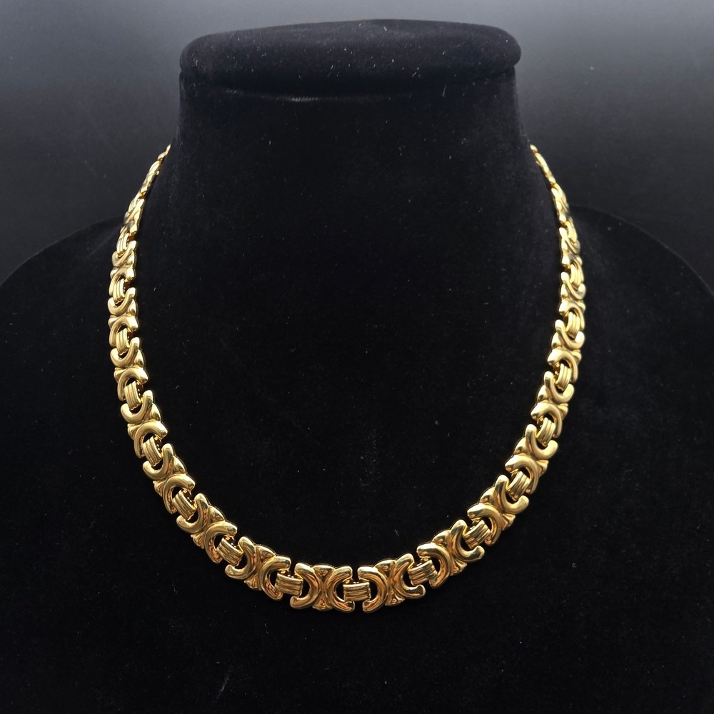 Avon Gold Tone Panel Link Necklace Chain Vintage Costume Jewelry